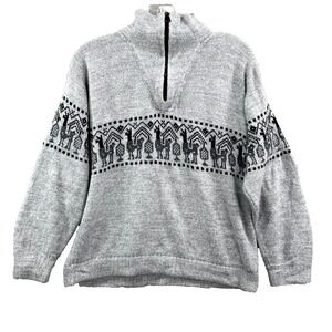 Chasqui Manos Andinas Sweater Mens M Fair Isle Llama Knit Alpaca Wool 1/4 Zip